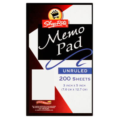 ShopRite 200 Sheets Unruled Memo Pad ShopRite