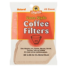 ShopRite Coffee Filters, Natural #4 Cone Style, 40 Each