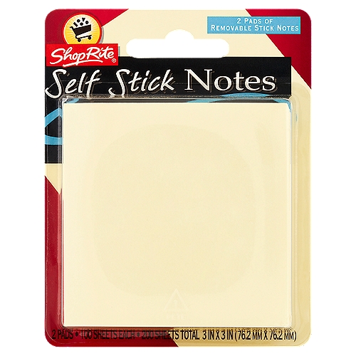 ShopRite Self Stick Notes Pads, 2 count