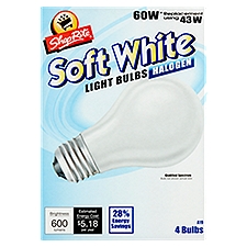 ShopRite Halogen 60W Soft White A19 Light, Bulbs, 4 Each