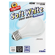 ShopRite Halogen 40W Soft White A19 Light Bulbs, 4 count