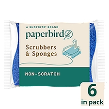 Paperbird Non-Scratch Scrubbers & Sponges, 6 count, 6 Each