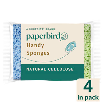 Paperbird Natural Cellulose Handy Sponges, 4 count