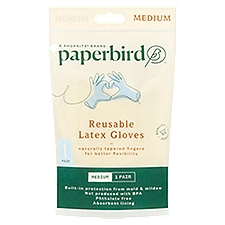Paperbird Reusable Latex Gloves, Medium, 1 pair, 1 Each