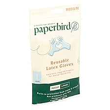 Paperbird Reusable Latex Gloves, Medium, 1 pair