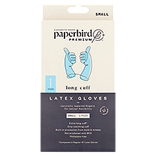 Paperbird Premium Long Cuff Latex Gloves, Small, 1 pair