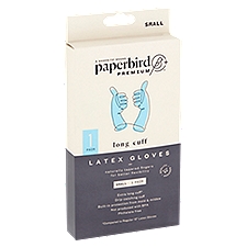 Paperbird Premium Long Cuff Latex Gloves, Small, 1 pair