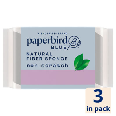 Paperbird Blue Non Scratch Natural Fiber Sponge, 3 count