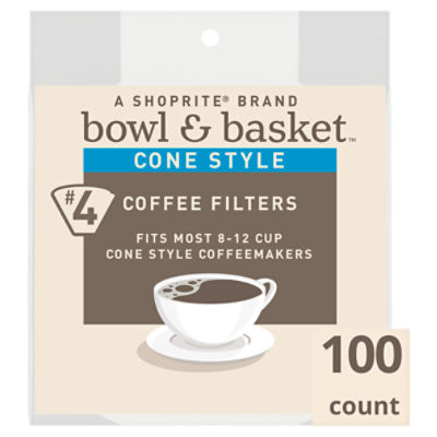 Bowl & Basket #4 Cone Style Coffee Filters, 100 count