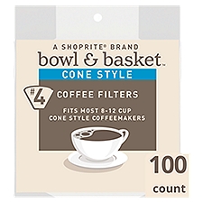 Bowl & Basket #4 Cone Style Coffee Filters, 100 count, 100 Each