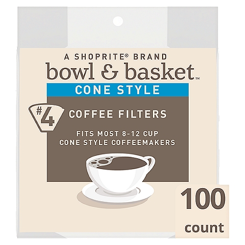 Bowl & Basket #4 Cone Style Coffee Filters, 100 count