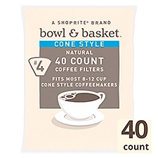 Bowl & Basket #4 Cone Style Natural Coffee Filters, 40 count, 40 Each