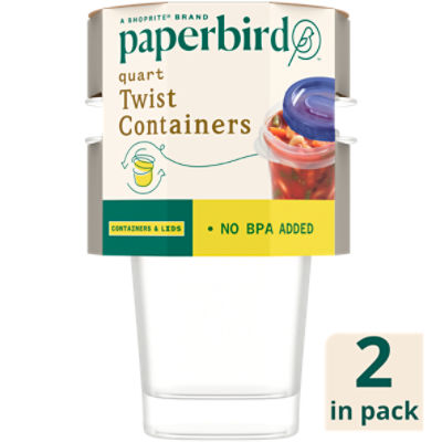 Paperbird Quart Twist Containers & Lids 32 Fl Oz, 2 count