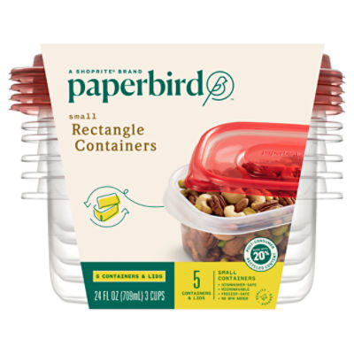 Paperbird Small Rectangle Containers, 5 count