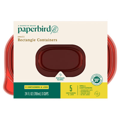 Paperbird Small Rectangle Containers, 5 count