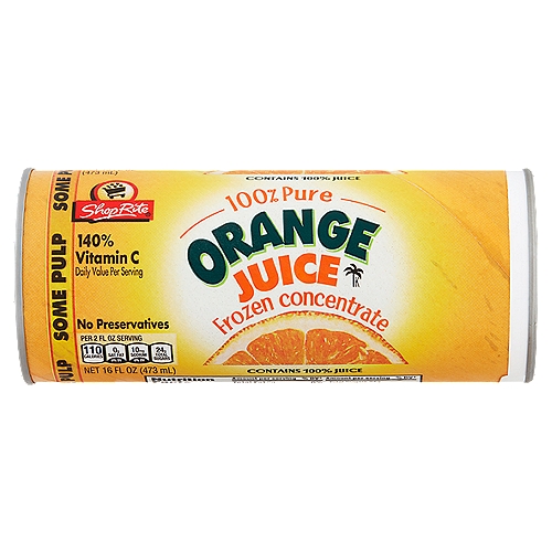 ShopRite Some Pulp Orange Juice Frozen Concentrate, 16 fl oz
Some Pulp 100% Pure Orange Juice Frozen Concentrate