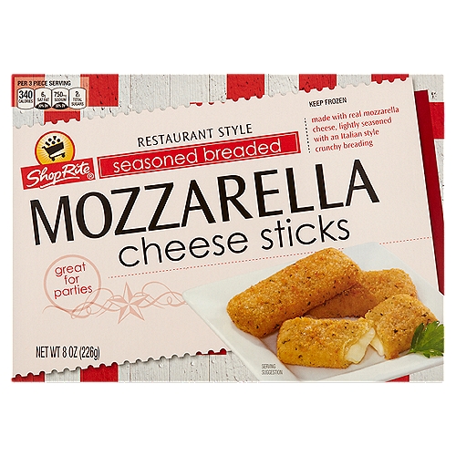 ShopRite Restaurant Style Seasoned Breaded Mozzarella Cheese Sticks, 8 oz