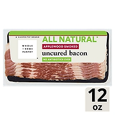 Wholesome Pantry Applewood Smoked Uncured, Bacon, 12 Ounce