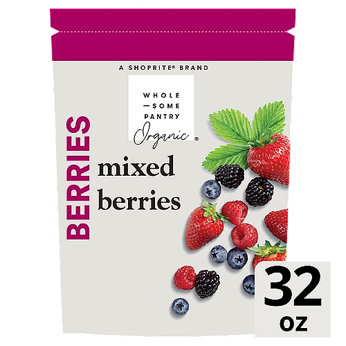 Wholesome Pantry Organic Mixed Berries, 32 oz
No Added Sugar*
*Not a Low Calorie Food. See Nutrition Information for Calorie and Sugar Content.
