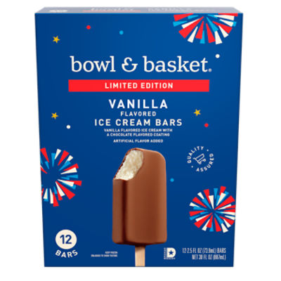 Bowl & Basket Vanilla Ice Cream Bars, 2.5 fl oz, 12 count