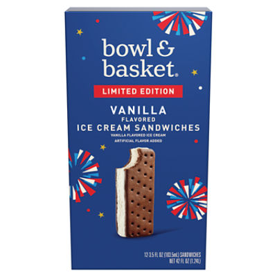 Bowl & Basket Vanilla Ice Cream Sandwiches, 3.5 fl oz, 12 count