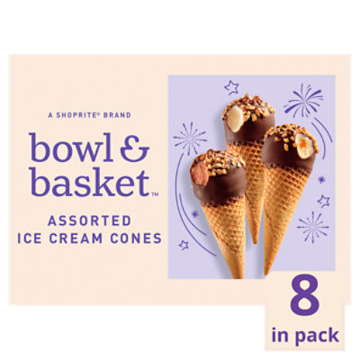 Bowl & Basket Assorted Ice Cream Cones, 4.6 fl oz, 8 count, 36.8 Fluid ounce