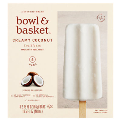 Bowl & Basket Creamy Coconut Fruit Bars, 2.75 fl oz, 6 count, 16.5 Fluid ounce
