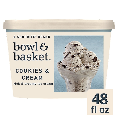 Bowl & Basket Cookies & Cream Rich & Creamy Ice Cream, 1.5 qt
Scrumptious Cookie Pieces & Creamy Centers Swirled Through Vanilla-Flavored Heaven.