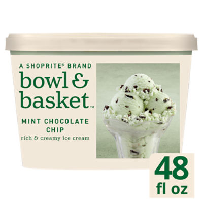 Bowl & Basket Mint Chocolate Chip Rich & Creamy Ice Cream, 1.5 qt, 48 Fluid ounce