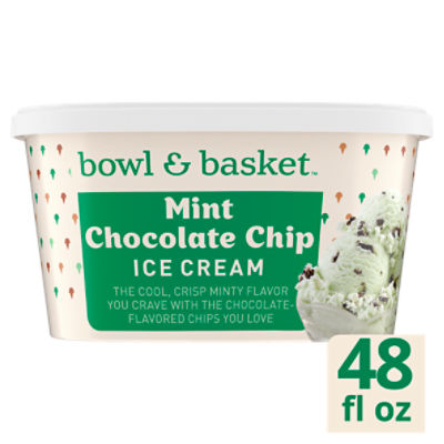 Bowl & Basket Mint Chocolate Chip Rich & Creamy Ice Cream, 1.5 qt, 48 Fluid ounce