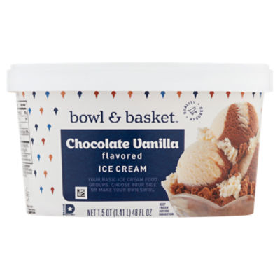 Bowl & Basket Chocolate & Vanilla Flavored Rich & Creamy Ice Cream, 1.5 qt