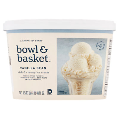 Bowl & Basket Vanilla Bean Rich & Creamy Ice Cream, 1.5 qt, 48 Fluid ounce