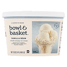 Bowl & Basket Vanilla Bean Rich & Creamy, Ice Cream, 1.5 Quart