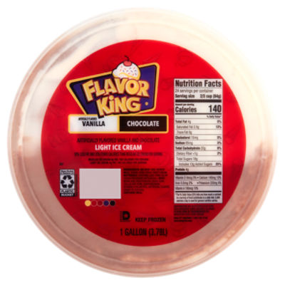 Flavor King Vanilla and Chocolate Light Ice Cream, 1 gallon, 1 Gallon