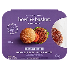Bowl & Basket Specialty Patties, Plant-Based Meatless Beef Style, 8 Ounce