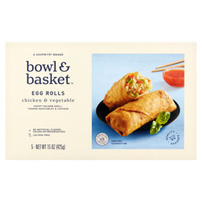 Bowl & Basket Chicken & Vegetable Egg Rolls, 5 count, 15 oz, 15 Ounce