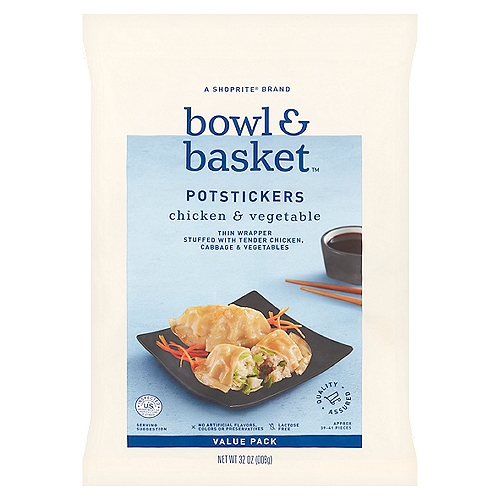 Bowl & Basket Chicken & Vegetable Potstickers Value Pack, 32 oz
Thin Wrapper Stuffed with Tender Chicken, Cabbage & Vegetables