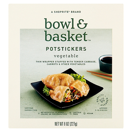Bowl & Basket Vegetable Potstickers, 8 oz
Thin Wrapper Stuffed with Tender Cabbage, Carrots & Other Vegetables