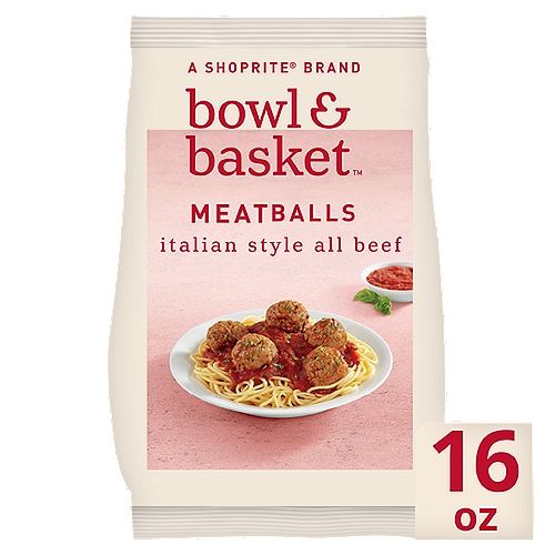 Bowl & Basket Italian Style All Beef Meatballs, 16 oz
Flame-Broiled All Beef Meatballs with Parmesan Cheese & Italian Style Spices.