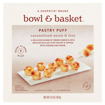 Bowl & Basket Caramelized Onion & Feta Pastry Puff, 9 count, 6.6 oz