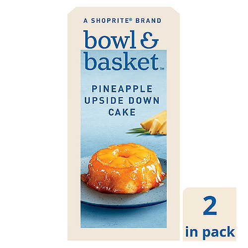 Bowl & Basket Pineapple Upside Down Cake, 2 count, 9.88 oz
Buttermilk Cake Drenched in a Homemade Brown Sugar Sauce Finished with a Perfectly Cut Sweet Pineapple Ring.