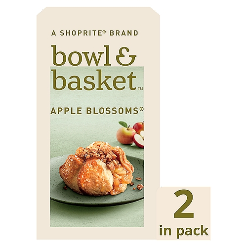Bowl & Basket Apple Blossoms, 2 count, 8 oz
Freshly Peeled Apples Wrapped in a Flaky Pastry with a Brown Sugar Cinnamon Oat Crunch Topping.