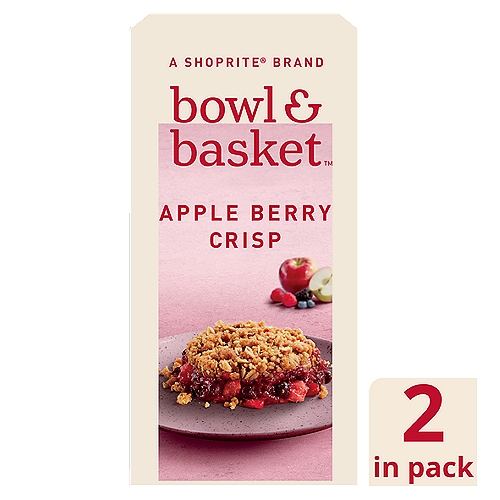 Bowl & Basket Apple Berry Crisp, 2 count, 7.9 oz
Freshly Peeled Apples, Juicy Wild Blueberries Frozen at Peak Ripeness, Raspberries, Blackberries & Rhubarb. Topped with a Delicious Brown Sugar & Buttery Oat Crumble.
