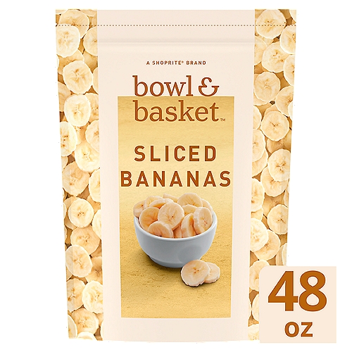 Bowl & Basket Sliced Bananas, 48 oz
No Added Sugar*
*Not a Low Calorie Food. See Nutrition Information for Calorie and Total Sugar Content.