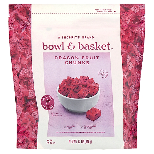 Bowl & Basket Dragon Fruit Chunks, 12 oz
No Added Sugar*
*Not a Low Calorie Food. See Nutrition Information for Calorie and Total Sugar Content.