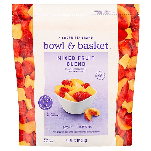 Bowl & Basket Mixed Fruit Blend, 12 oz
No Added Sugar*
*Not a Low Calorie Food. See Nutrition Information for Calorie and Total Sugar Content.