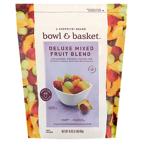 Bowl & Basket Deluxe Mixed Fruit Blend, 16 oz
No Added Sugar*
*Not a Low Calorie Food. See Nutrition Information for Calorie and Total Sugar Content.