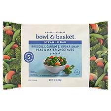 Bowl & Basket Broccoli, Carrots, Sugar Snap Peas & Water Chestnuts, Steam in Bag, 12 Ounce
