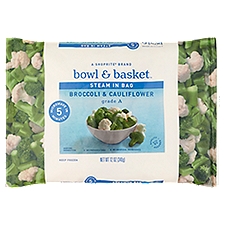 Bowl & Basket Broccoli & Cauliflower, Steam in Bag, 12 Ounce