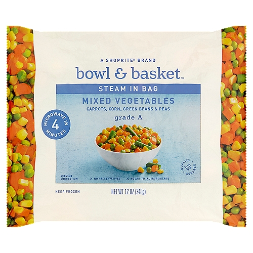 Bowl & Basket Steam in Bag Carrots, Corn, Green Beans & Peas Mixed Vegetables, 12 oz